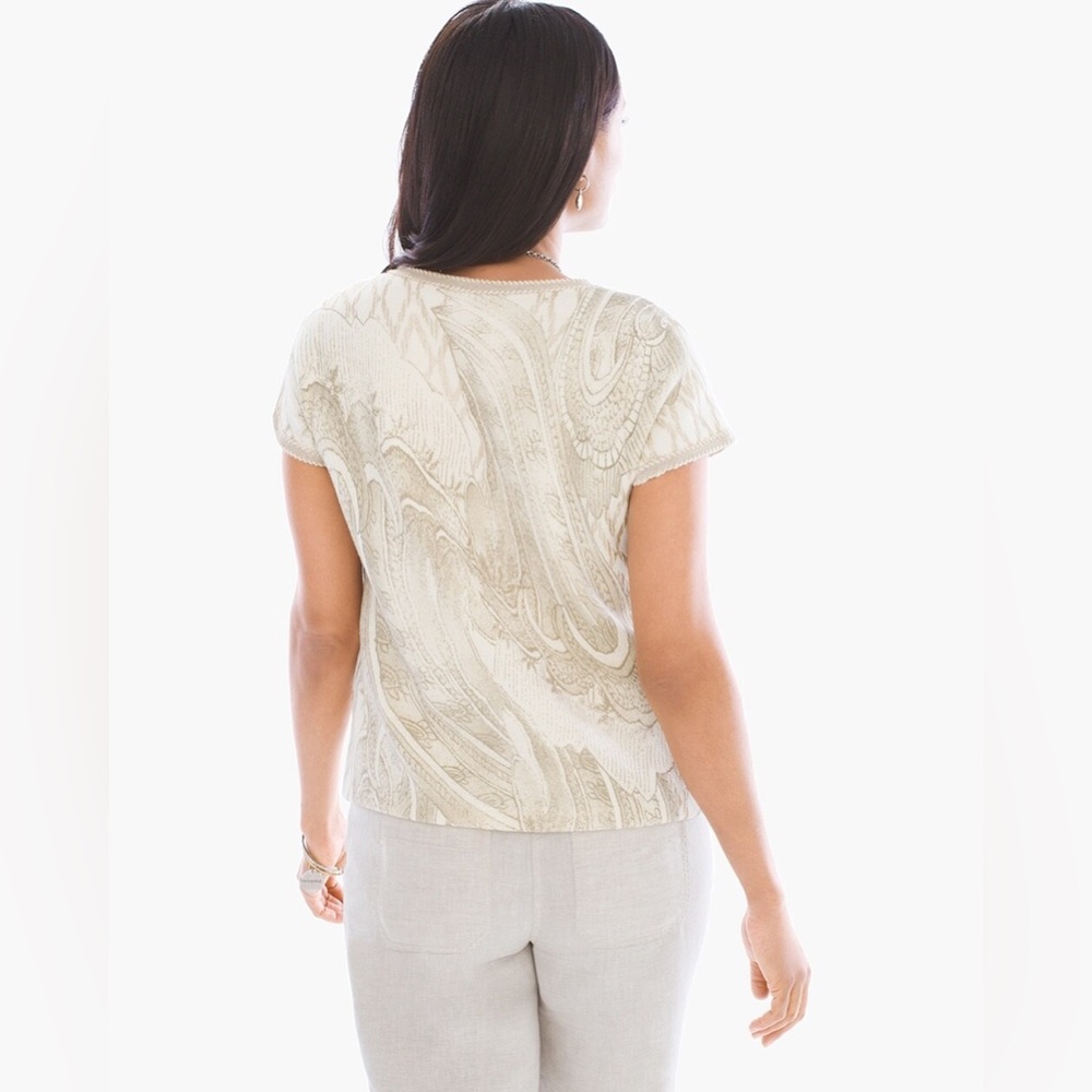 Chico’s Beaded Foil-Print Cardigan - Size 0 - Picture 2 of 9
